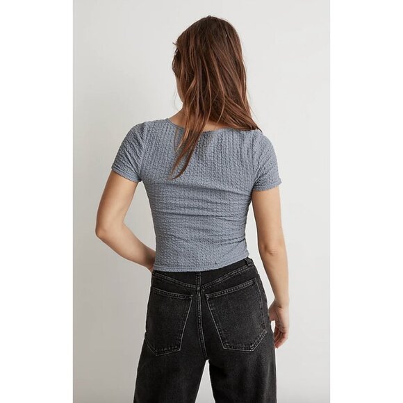 Madewell $50 Popcorn Top in Teapot Blue Size XXS NK788 - Picture 3 of 8